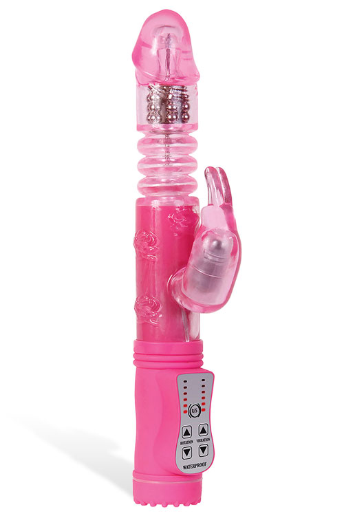 Adam and Eve Thrusting & Rotating Beaded 9.75&quot; Rabbit Vibrator