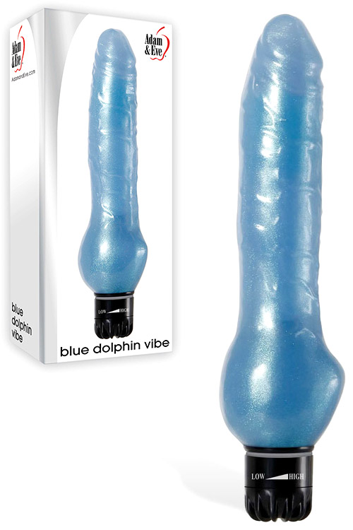 Adam and Eve Blue Dolphin Vibrating Dildo