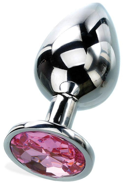 3.7" Metal Butt Plug With Faux Jewel Base