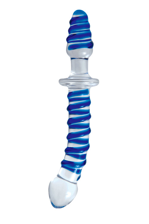 Adam and Eve Double-Ended Twisted Glass Dildo with Plug