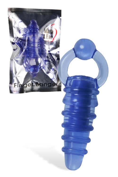 3" Blue Finger Vibrator with Ring