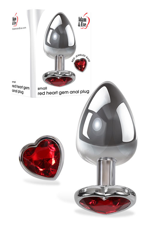 Adam and Eve Small 2.81&quot; Metal Butt Plug with Jewel Heart Base