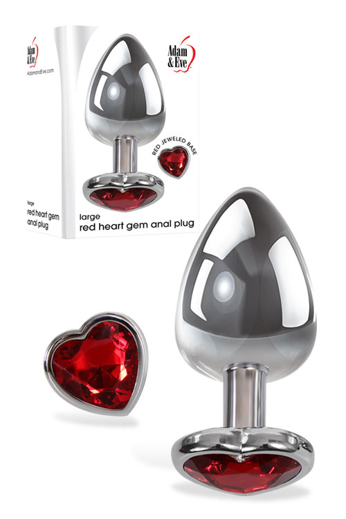 Large 3.73" Metal Butt Plug with Jewel Heart Base
