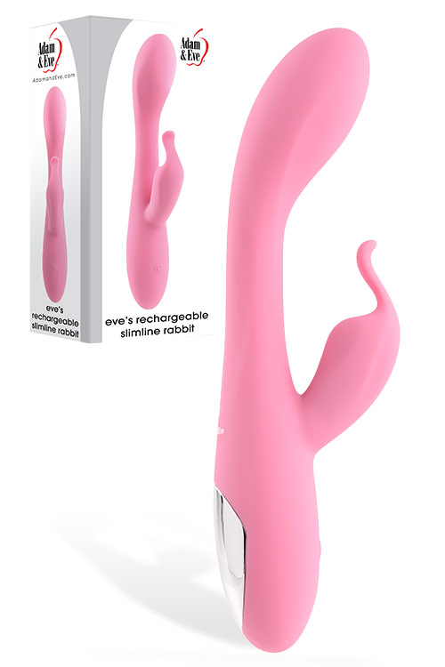Adam and Eve 7.6&quot; Rechargeable Slimline Rabbit Vibrator with Flicker Tip