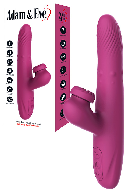 Rose Gold Revolving & Thrusting 8.8" Rabbit Vibrator