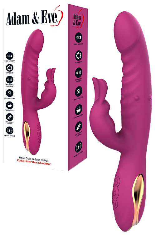 Adam and Eve Rose Gold Come Hither G-Spot 8.8&quot; Rabbit Vibrator