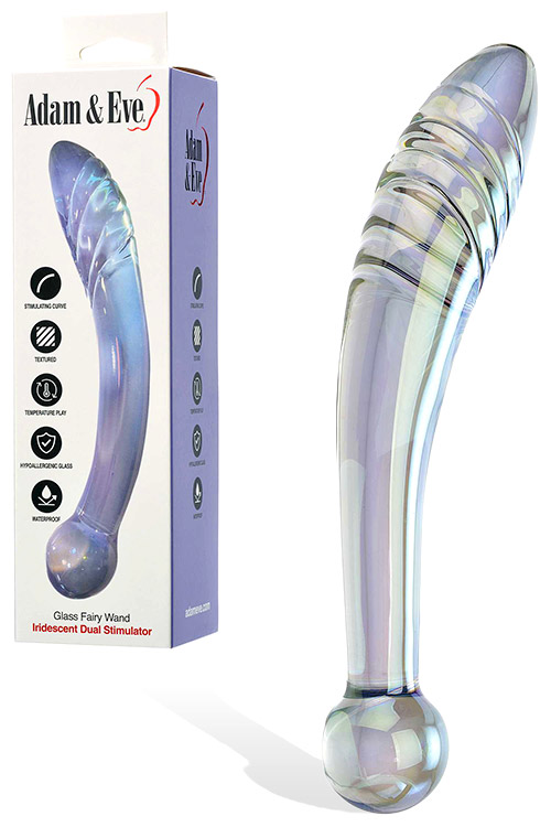 Adam and Eve Fairy Wand 8.75&quot; Ridged Glass Dildo