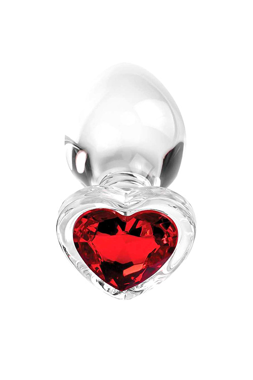 Adam and Eve Red Heart 3 Piece Glass Butt Plug Set with Gemstone Base