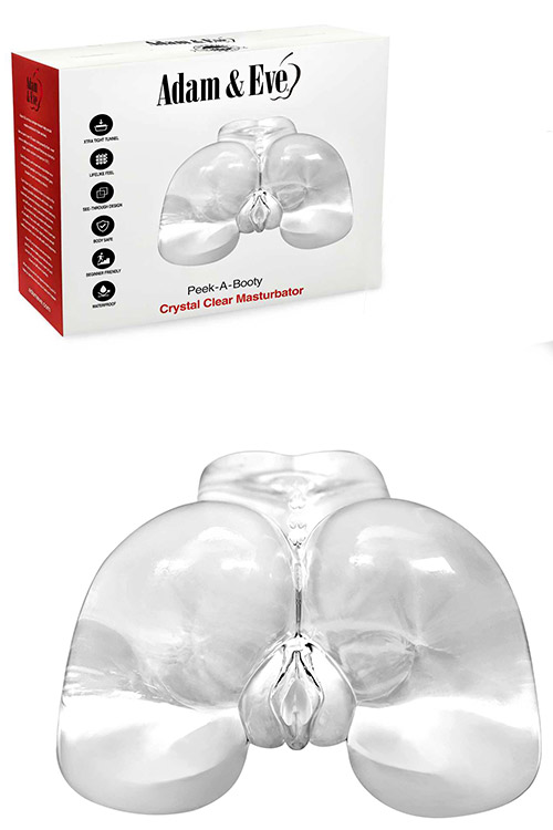 Adam and Eve Peek A Booty 7.75&quot; Clear Dual Entry Masturbator