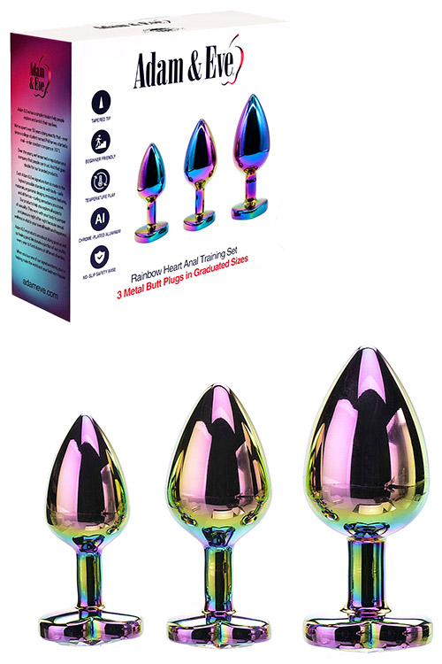 Adam and Eve Rainbow Heart 3pce Anal Training Set