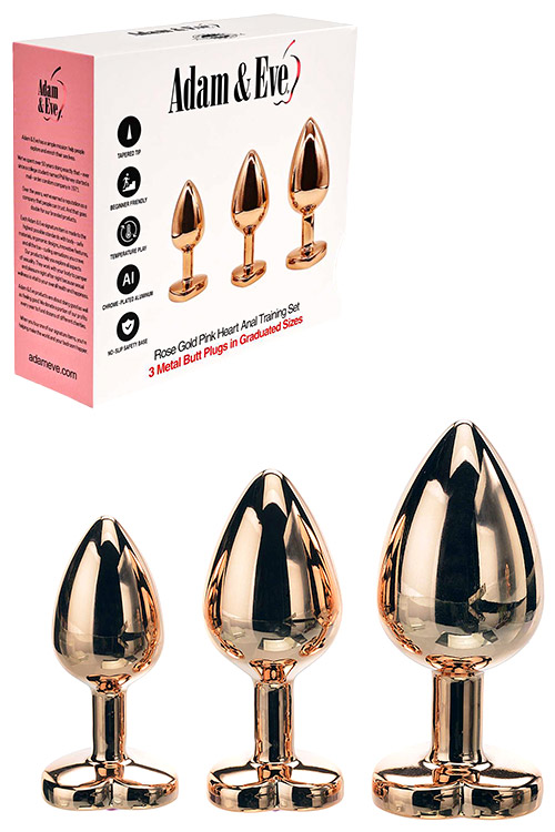 Adam and Eve Rose Gold Pink Heart 3pce Anal Training Set