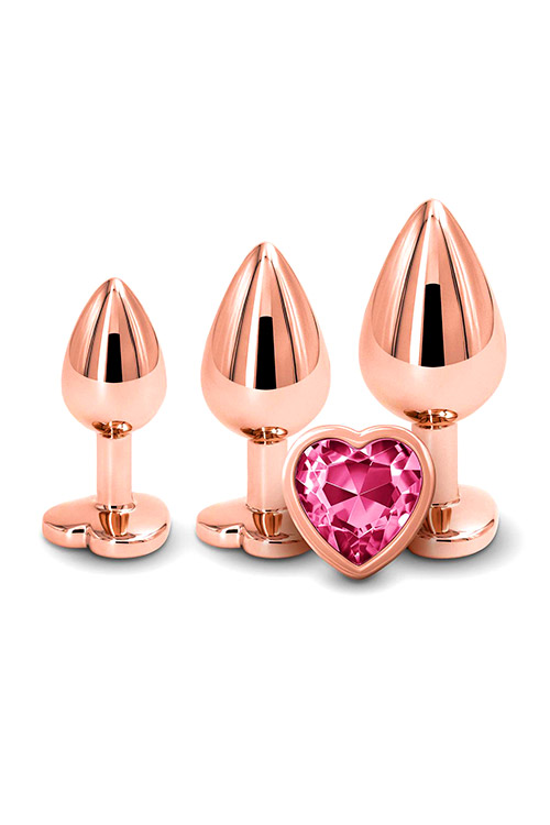 Adam and Eve Rose Gold Pink Heart 3pce Anal Training Set