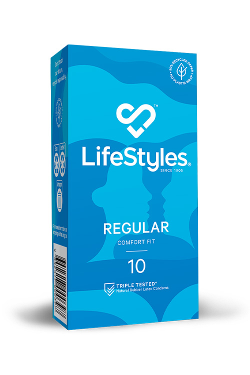 Lifestyles Regular 10 Pack Comfort Fit Latex Condoms