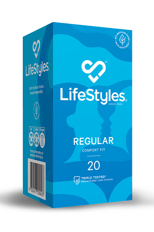 Lifestyles Regular 20 Pack Comfort Fit Latex Condoms