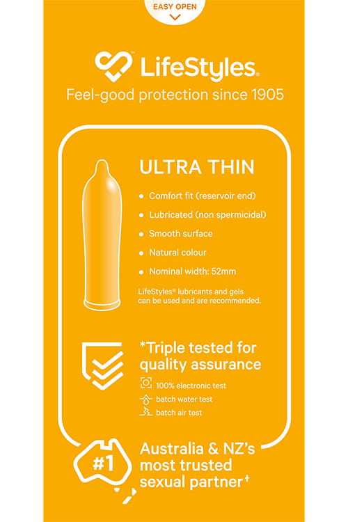 Lifestyles Ultra Thin 10 Pack Sensitive Feel Latex Condoms