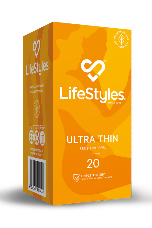 Lifestyles Ultra Thin 20 Pack Sensitive Feel Latex Condoms