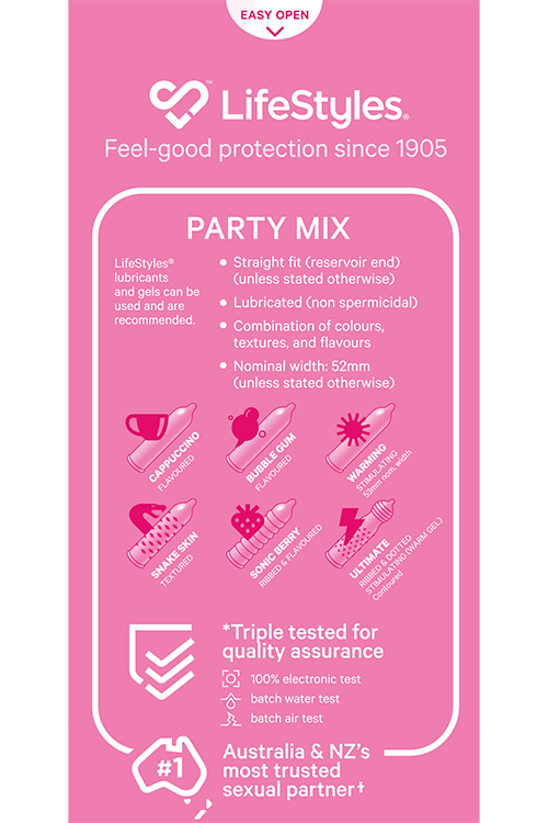 Lifestyles Party Mix: 20 Pack Assorted Latex Condoms