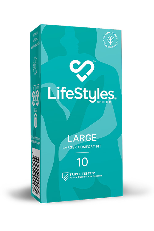 Lifestyles Large 10 Pack Comfort Fit Latex Condoms