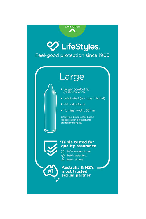 Lifestyles Large: 20 Pack Comfort Fit Latex Condoms