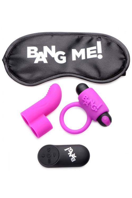 Love Ring, Finger Vibrator, Bullet & Blindfold Couple's Kit (4 Pce)