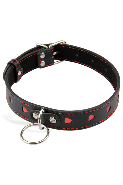 Love Heart Faux Leather Collar