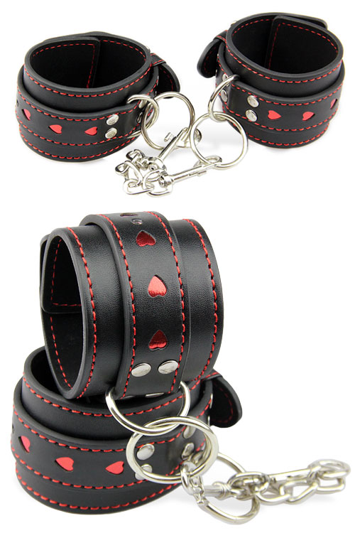 Love Heart Faux Leather Handcuffs