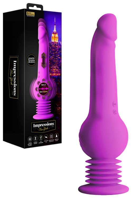 Blush New York Gyro Quake 9.25&quot; Thumping & Vibrating Dildo with Suction Cup Base