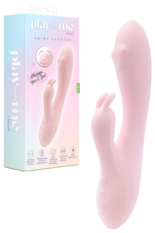 Blush Fairy Flutter 7.75&quot; Silicone Rabbit Vibrator with Rotating G Spot Massager