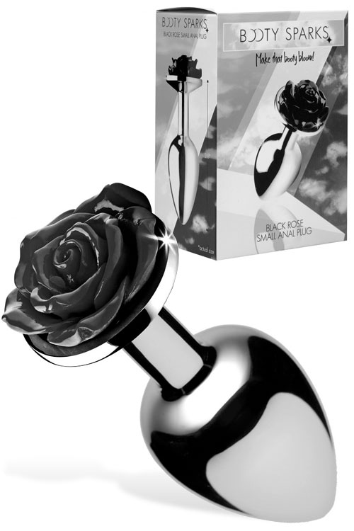 Booty Sparks 3&quot; Metal Black Rose Butt Plug