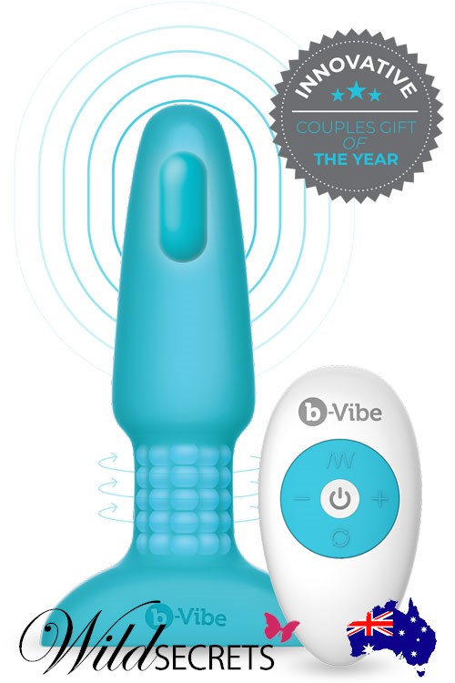 New B Vibe Rimming 6 Inch Silicone Butt Plug With Remote
