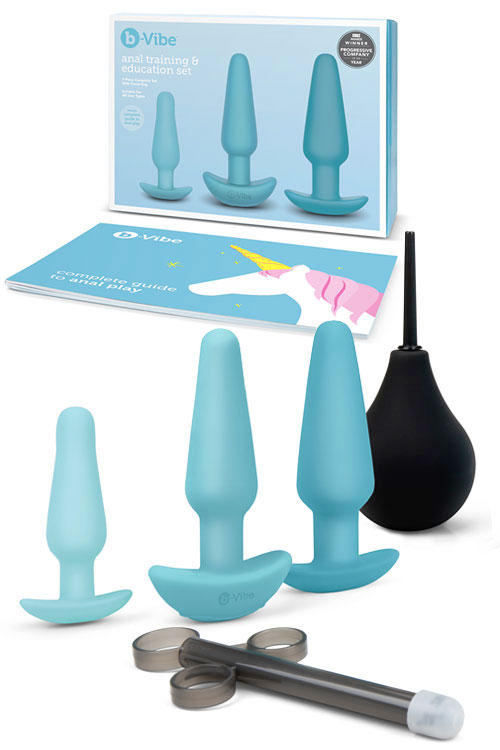Anal Education Silicone Butt Plugs & Douche Set (7 Pce)