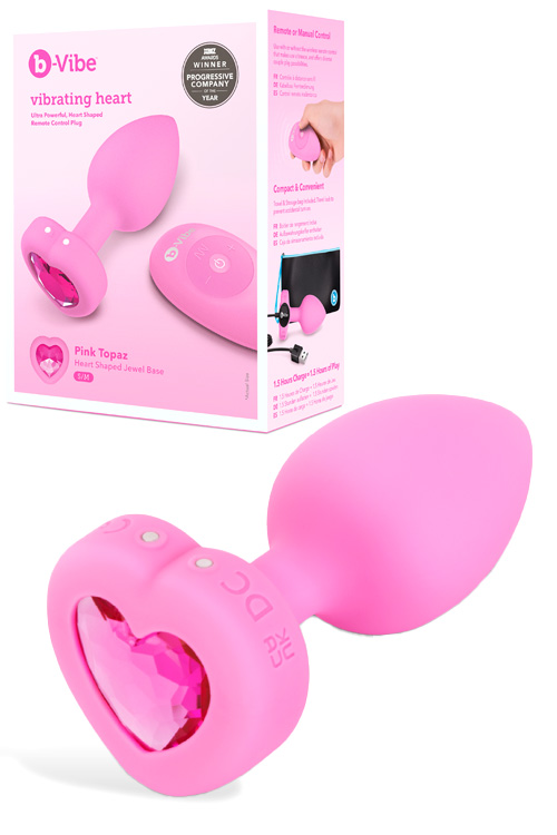 B-Vibe Pink Heart 3.85&quot; Small Vibrating Butt Plug