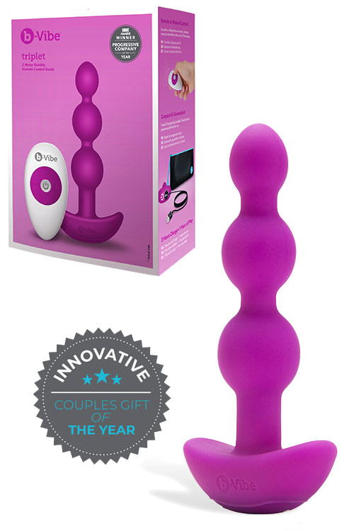 B-Vibe Vibrating Silicone 5.4&quot; Anal Beads with Remote