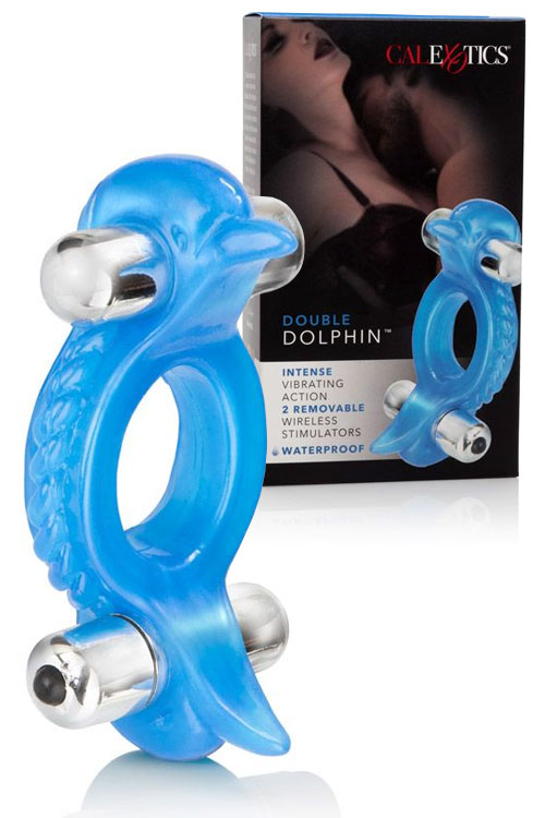 California Exotic Double Dolphin Vibrating Cock Ring with Removable Bullets