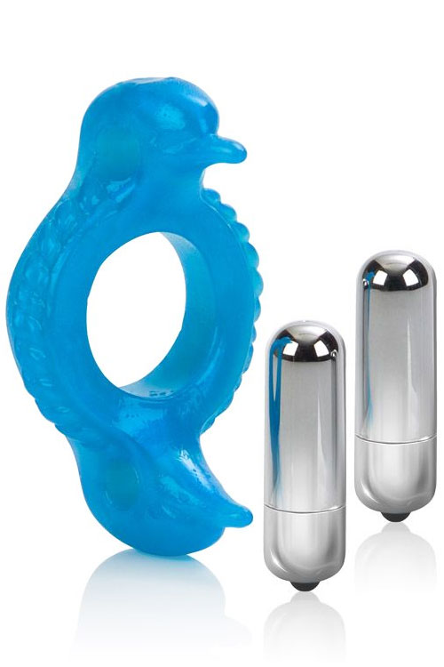 California Exotic Double Dolphin Vibrating Cock Ring with Removable Bullets