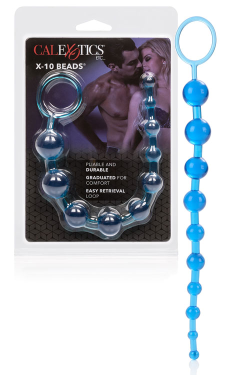 California Exotic 11&quot; Blue Pliable Cord Anal Beads