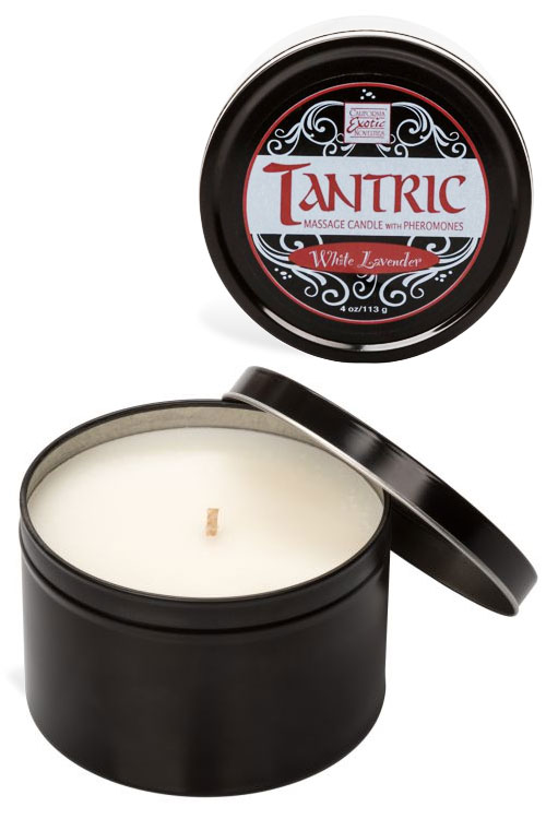 White Lavender Tantric Soy Massage Candle with Pheromones 
