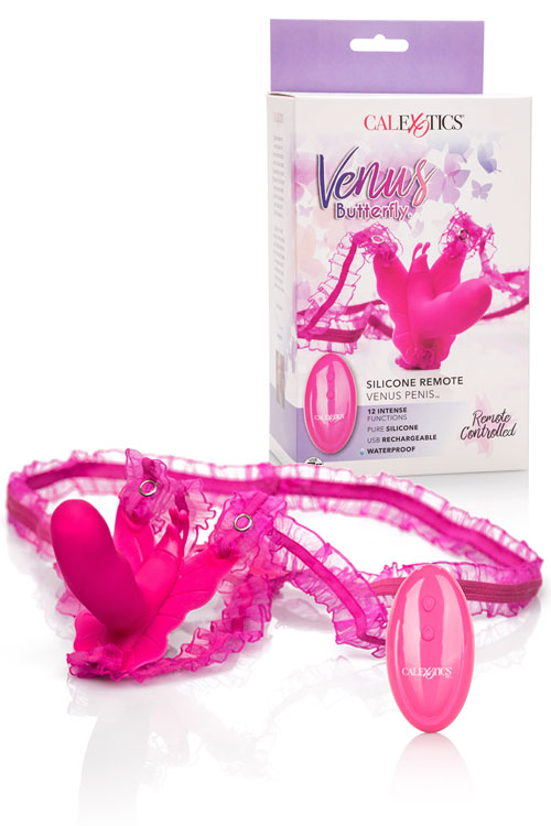 California Exotic Venus Remote Controlled 3.5" Wearable Butterfly Vibrating Stimulator with Removable Straps