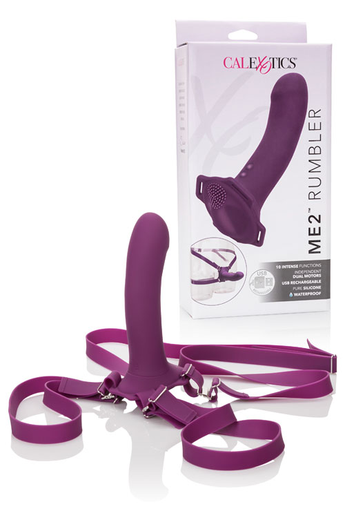Dual Motor Textured Silicone 6.5" Strap-On