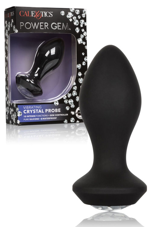 California Exotic Crystal Probe 3.75&quot; Vibrating Silicone Butt Plug with Gem Base