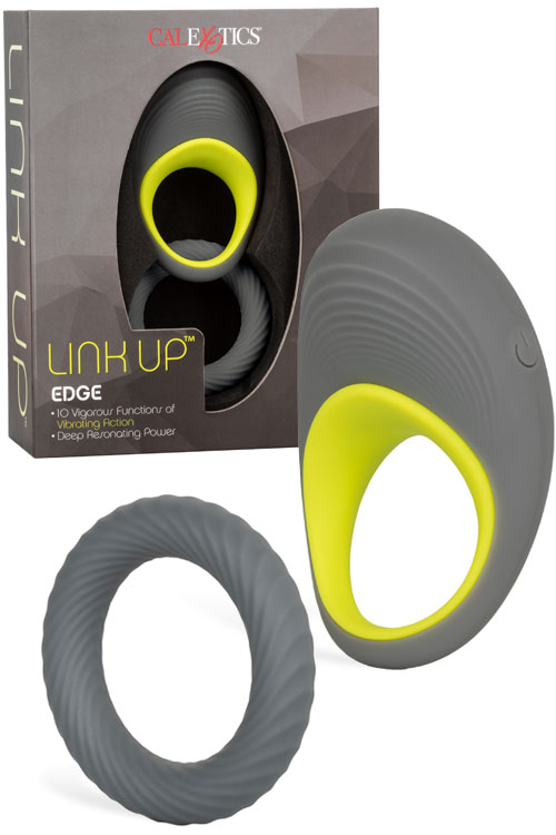 California Exotic Link Up Edge Vibrating Ribbed Couples Ring with Bonus Silicone Ring