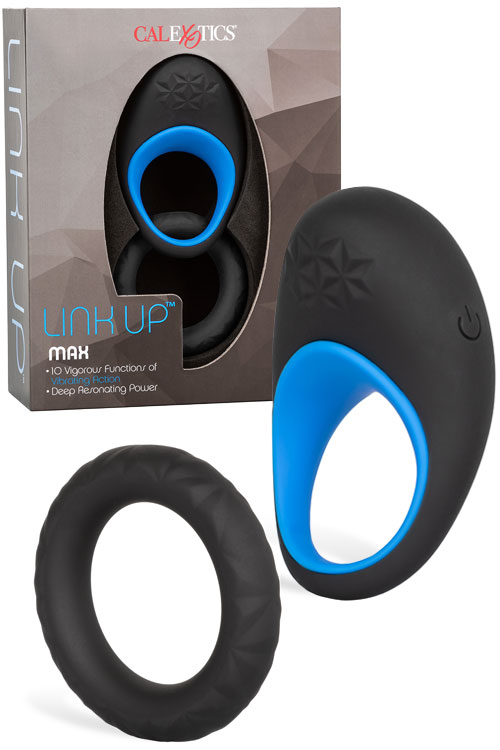 California Exotic Link Up Max Vibrating Textured Couples Ring with Bonus Silicone Ring