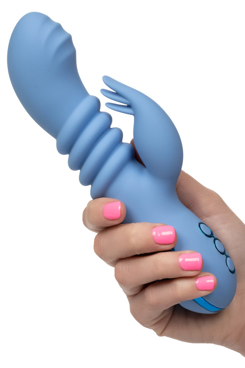 California Exotic Santa Cruz 8&quot; Thrusting G Spot Rabbit Vibrator with Triple Flicking Teaser