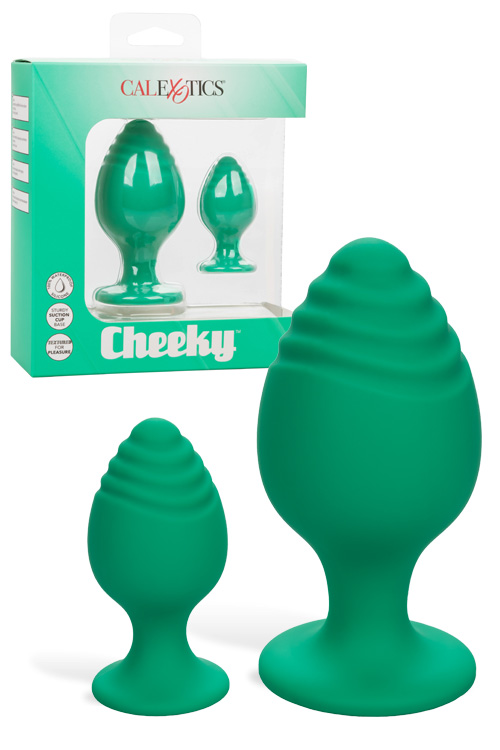 Cheeky Green Silicone Butt Plug Set (2 Pce)