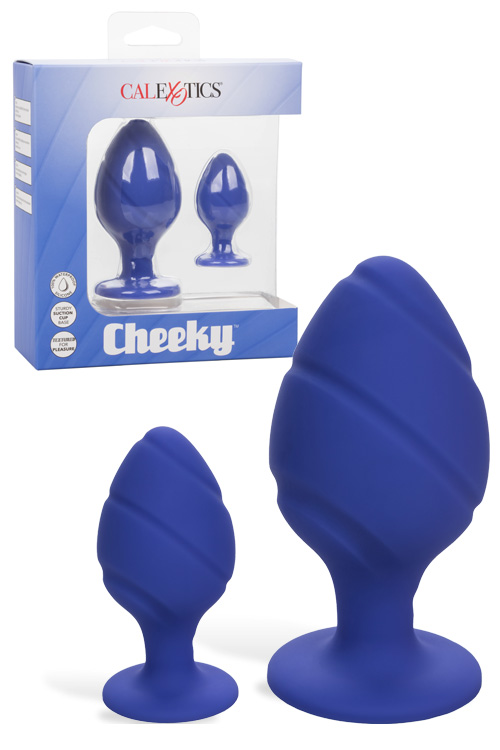 California Exotic Cheeky Blue Silicone Butt Plug Set (2 Pce)