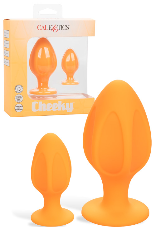 Cheeky Orange Silicone Butt Plug Set (2 Pce)