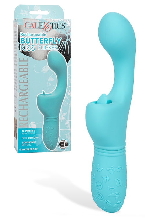 California Exotic Butterfly Kiss 3.5&quot; Silicone Rabbit Vibrator plus Clitoral Flicker