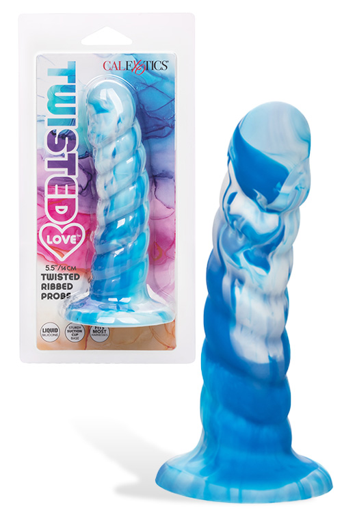 California Exotic Twisted Ribbed Probe 5.5&quot; Marbled Silicone Dildo