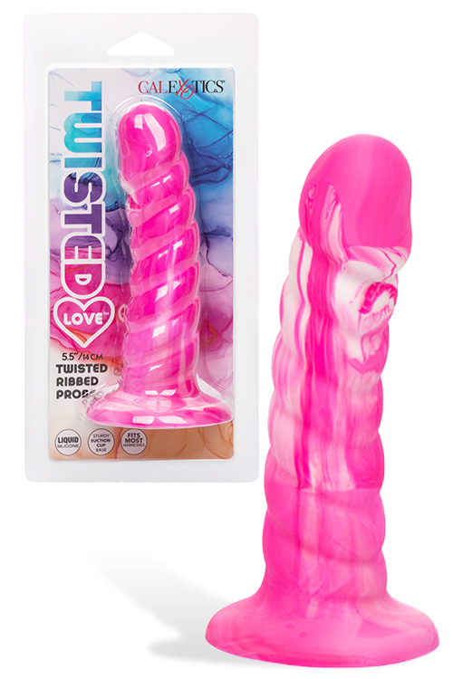 California Exotic Twisted Ribbed Probe 5.5&quot; Marbled Silicone Dildo