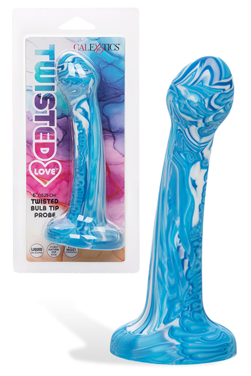California Exotic Twisted Bulb Tip Probe 6&quot; Marbled Silicone Dildo